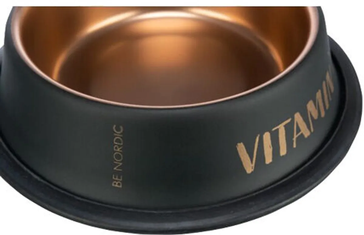 Trixie Be Nordic Voer- en Waterbak RVS/Rubber 23cm - 900ml - Zwart/Brons
