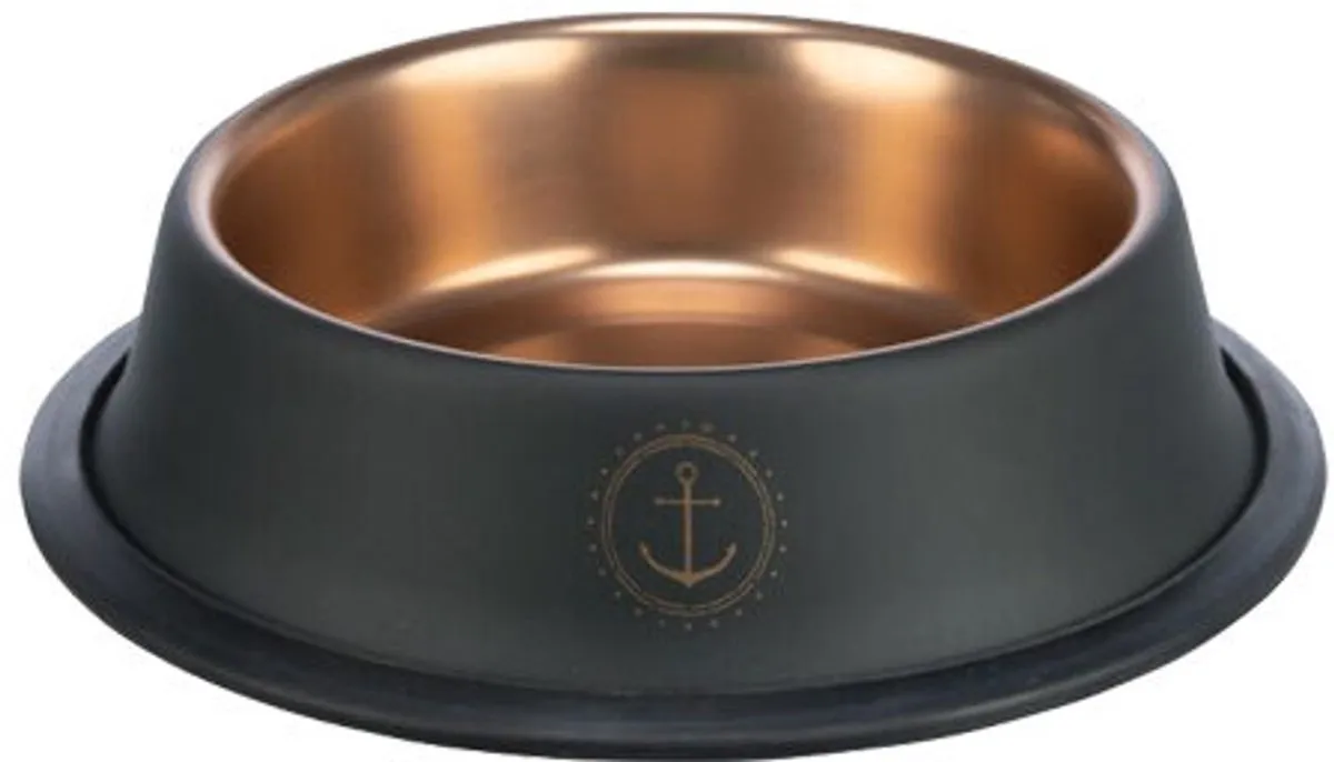 Trixie Be Nordic Voer- en Waterbak RVS/Rubber 23cm - 900ml - Zwart/Brons