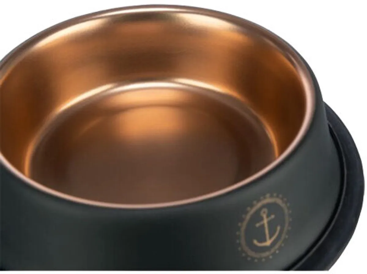 Trixie Be Nordic Voer- en Waterbak RVS/Rubber 23cm - 900ml - Zwart/Brons