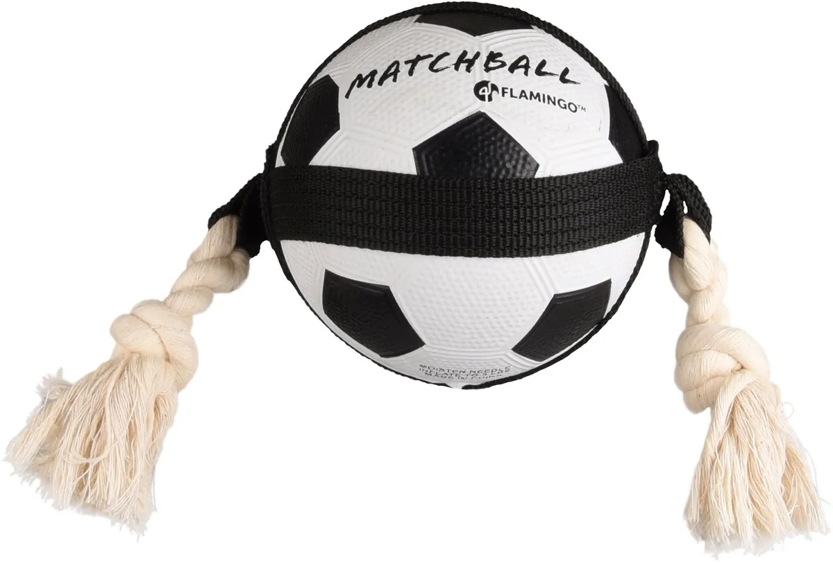 Flamingo Matchball Voetbal Hondenspeelgoed 38cm - Zwart/Wit