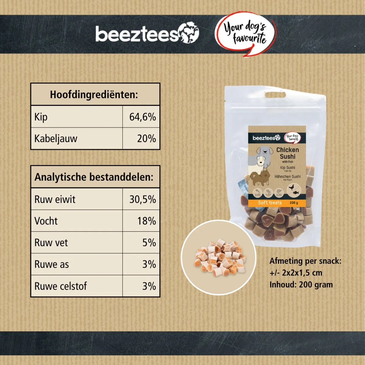 Beeztees Tasty Treats Kip Sushi met Vis Mini Hondensnacks 200g