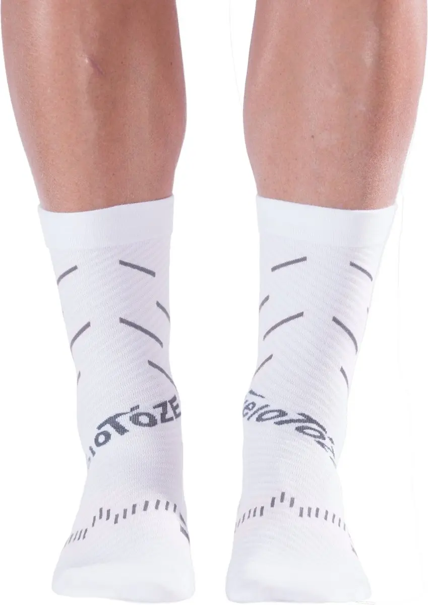 veloToze Cycling Sock - Active Compression White/Grey - Large/XL - Sokken