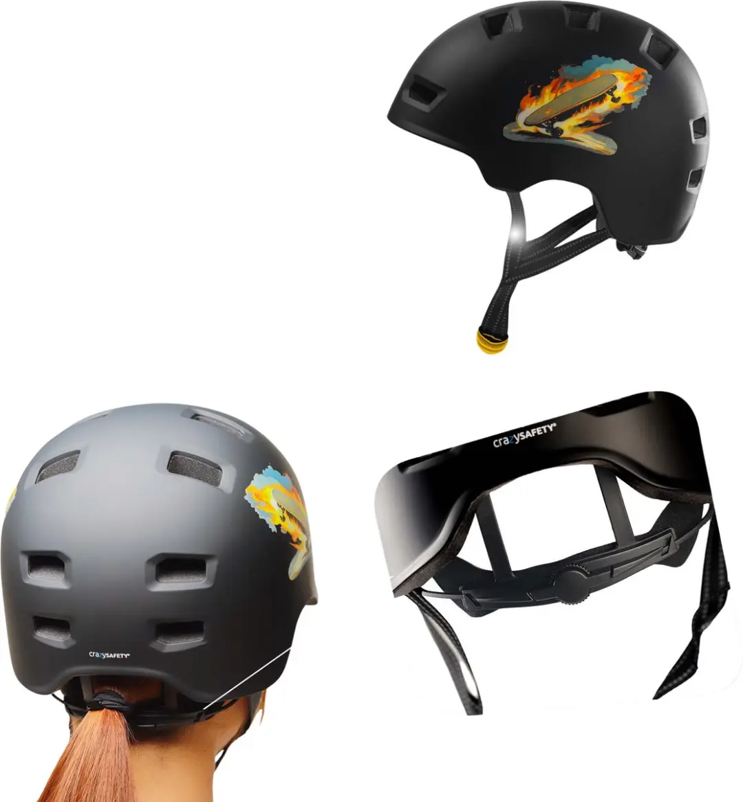 CRAZY SAFETY Skater Helm Rampage Skateboard - afbeelding 6 van 6