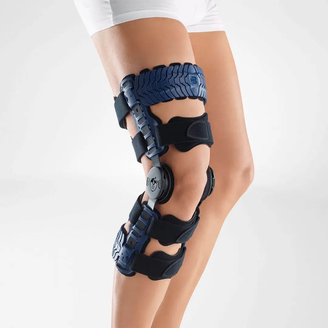 Bauerfeind SecuTec Genu Flex Kniebrace Blauw-Rechts-Maat 3