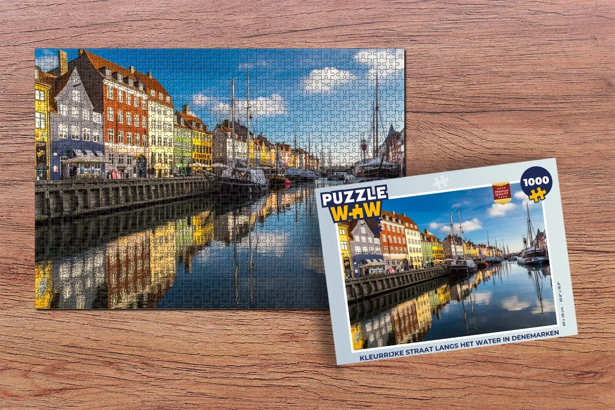 PuzzleWow Legpuzzel Kleurrijke Straat Denemarken 1000 Stuks - Multicolor