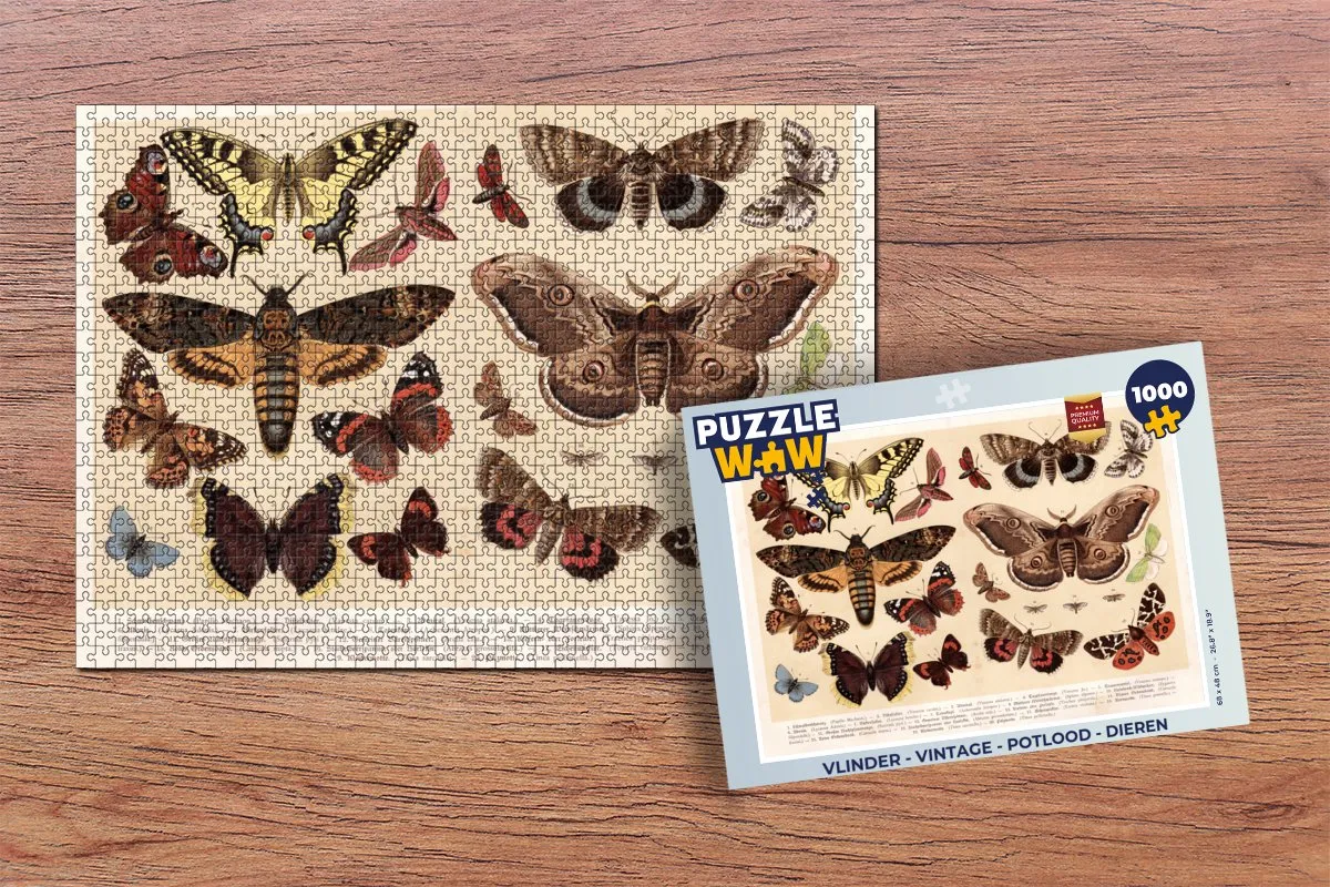 PuzzleWow Vlinder Legpuzzel 1000 Stuks - Multicolor