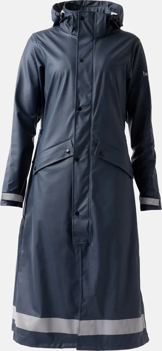 Horze Hazel Lange Regenjas met splitten, dames, Dark Navy, 42