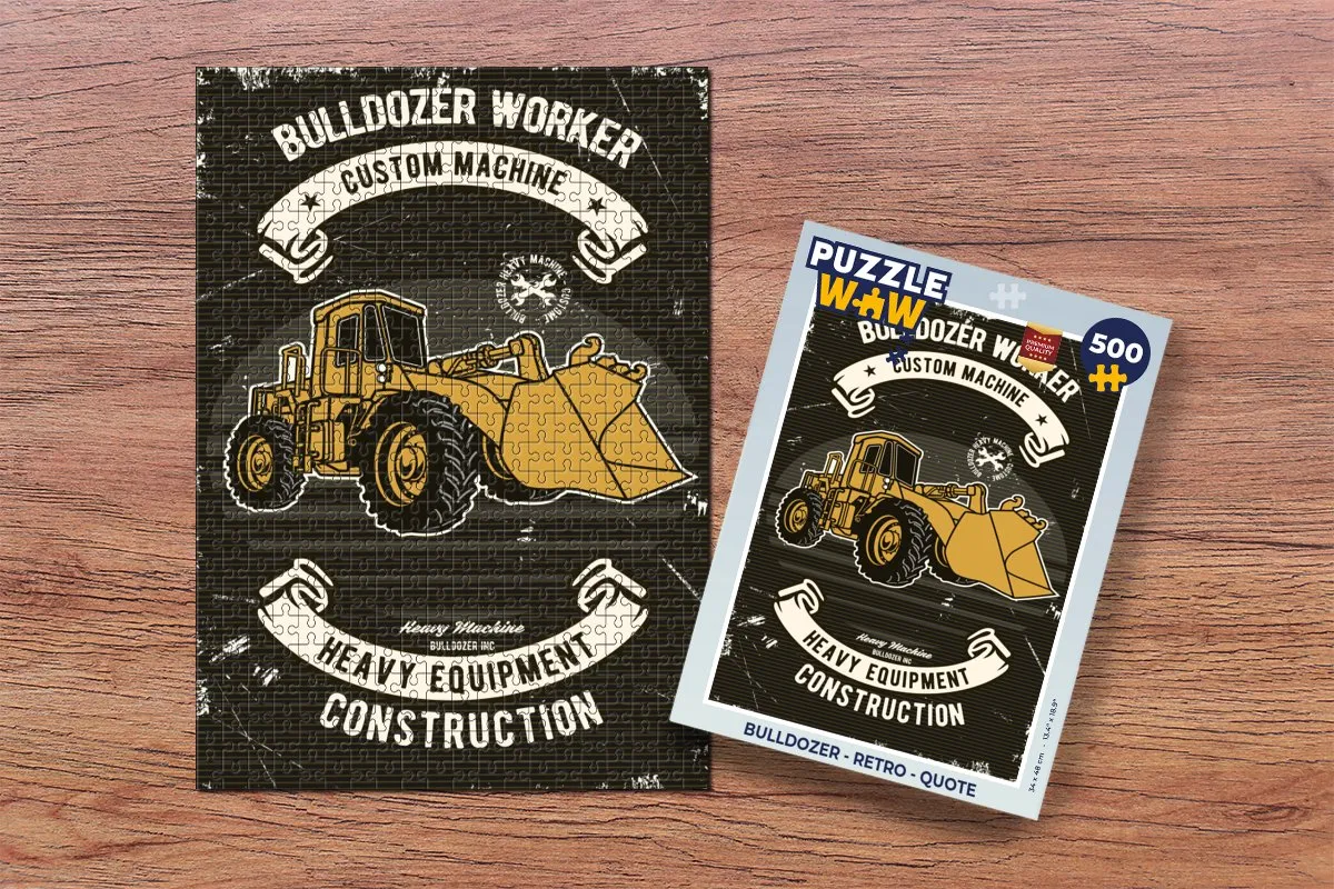 PuzzleWow Bulldozer Retro Legpuzzel 500 Stuks - Multicolor