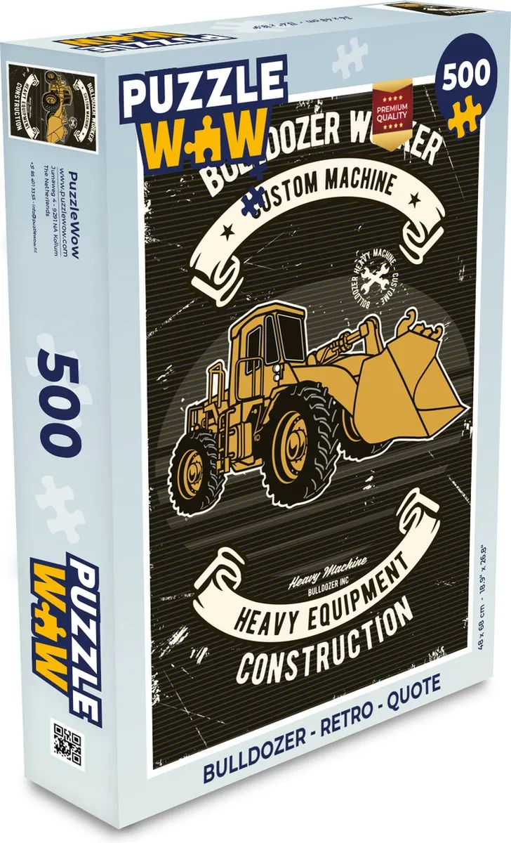 PuzzleWow Bulldozer Retro Legpuzzel 500 Stuks