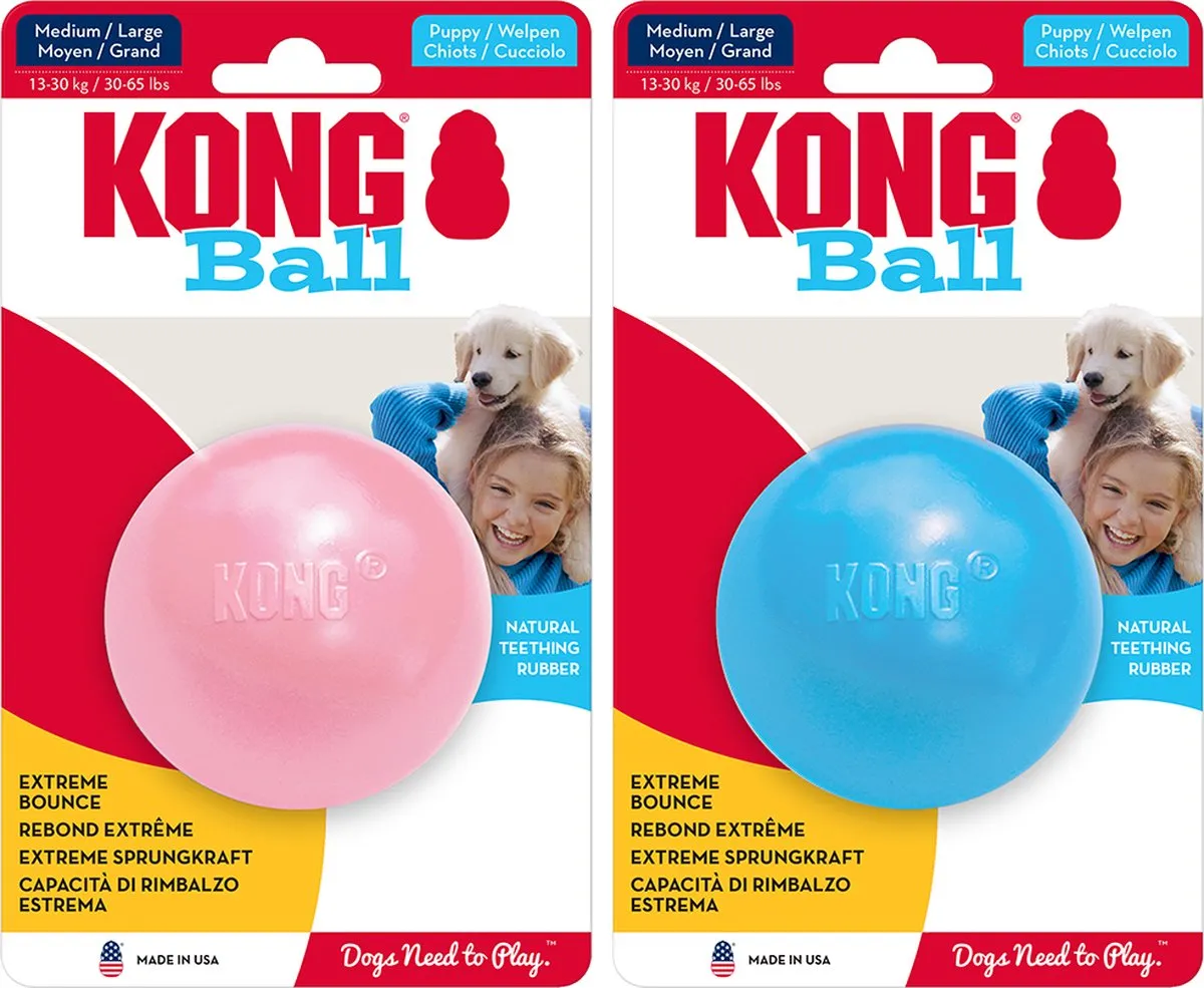 KONG Puppy Ball - Medium/Large - Blauw/Rood