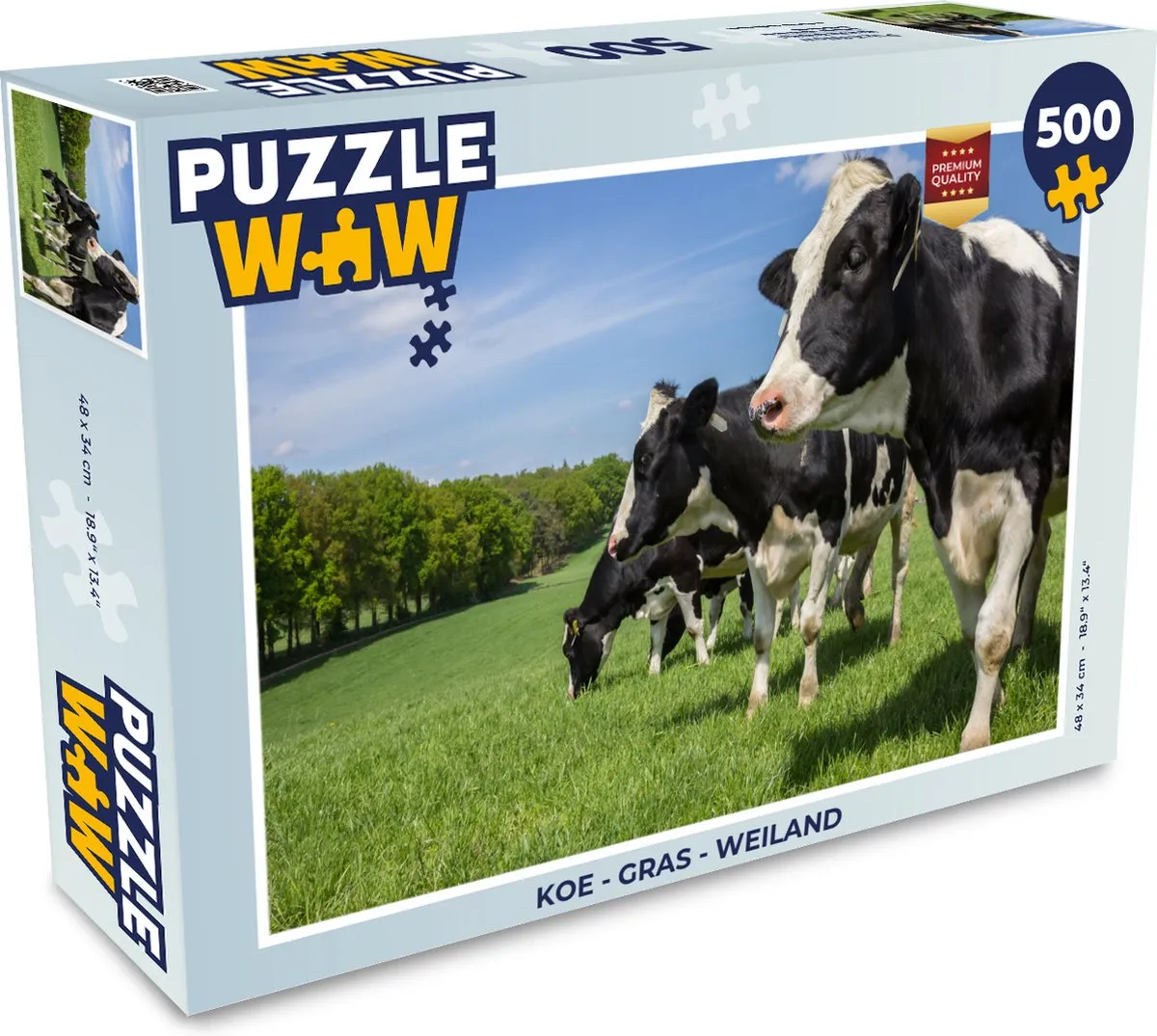 PuzzleWow Koe op Gras Weiland Legpuzzel 500 Stuks