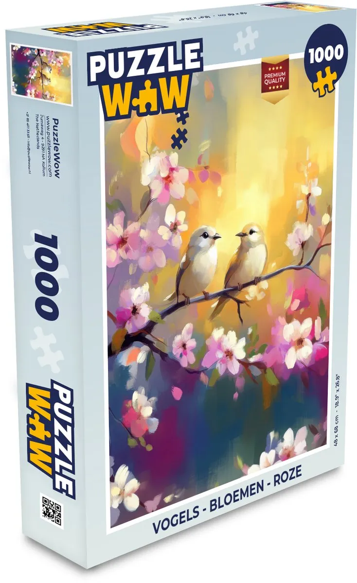 PuzzleWow Vogels & Bloemen Legpuzzel 1000 Stuks