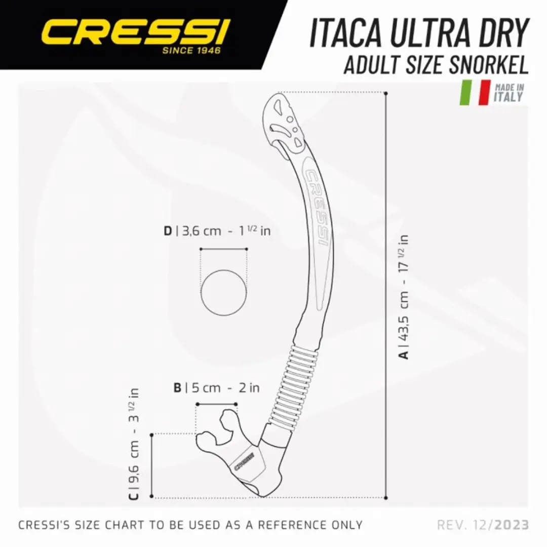 Cressi Itaca Ultra Dry Snorkel - Dark Metallic Blue - afbeelding 6 van 6