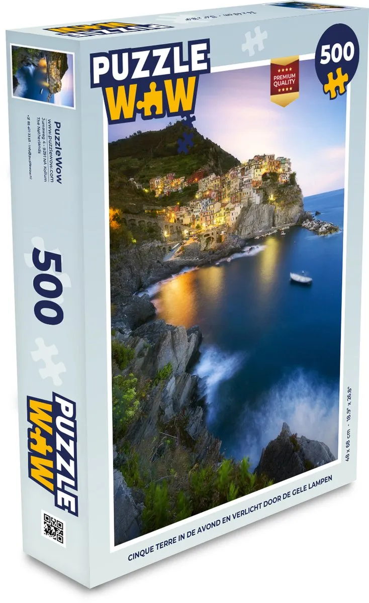 PuzzleWow Cinque Terre Legpuzzel 500 Stuks - Multicolor