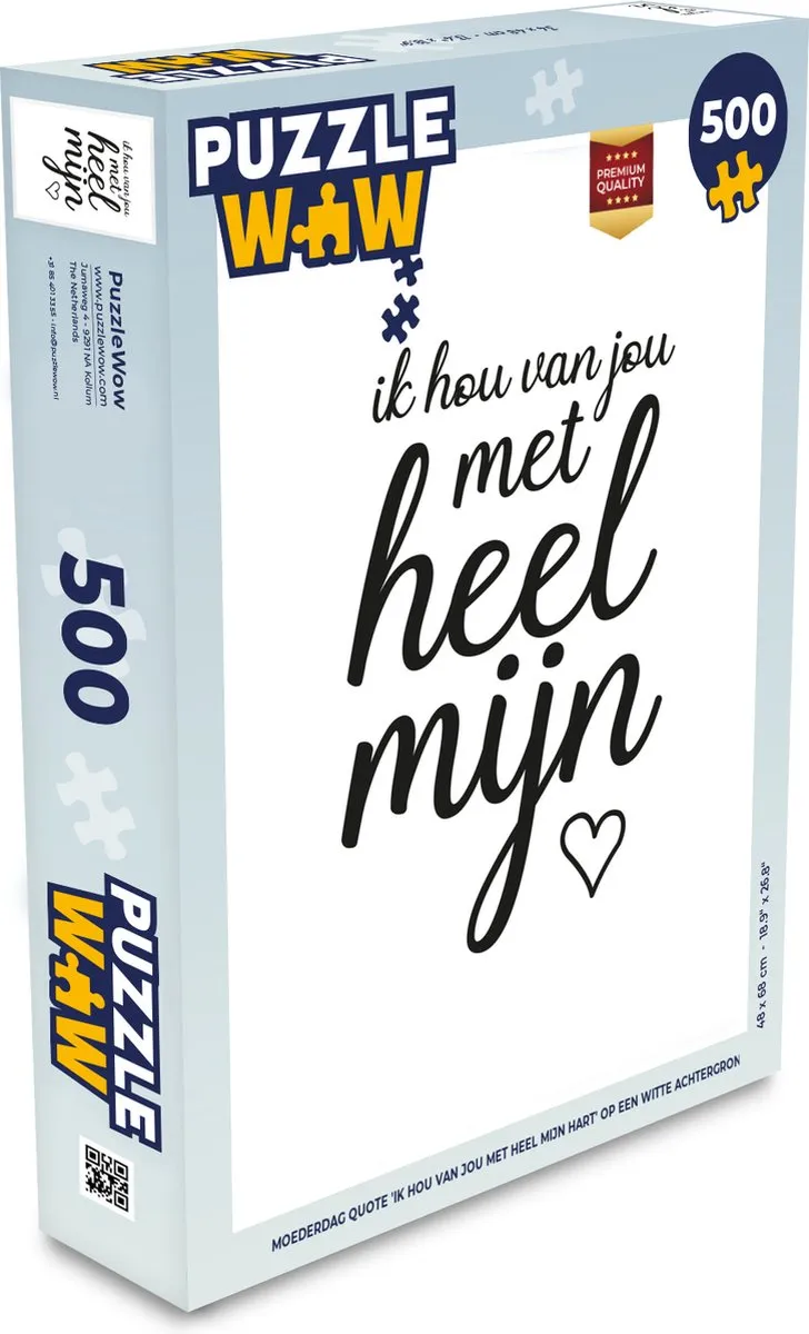 PuzzleWow Quotes Ik hou van jou met heel mijn hart Legpuzzel 500 Stuks