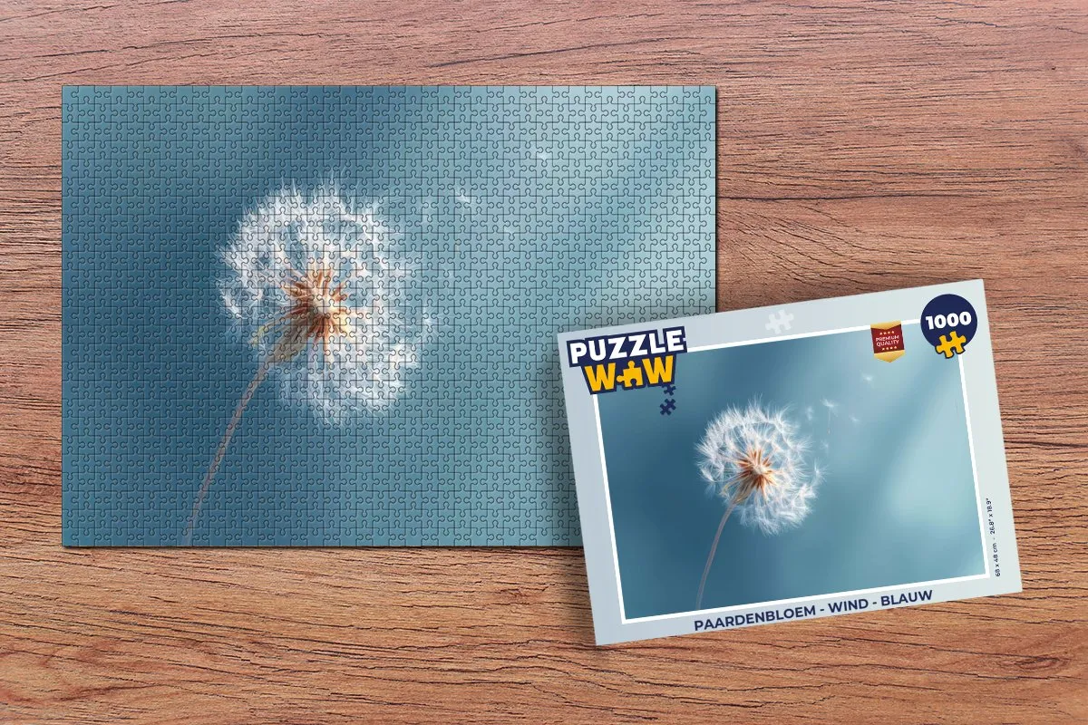 PuzzleWow Paardenbloem Wind 1000 Stuks - Blauw