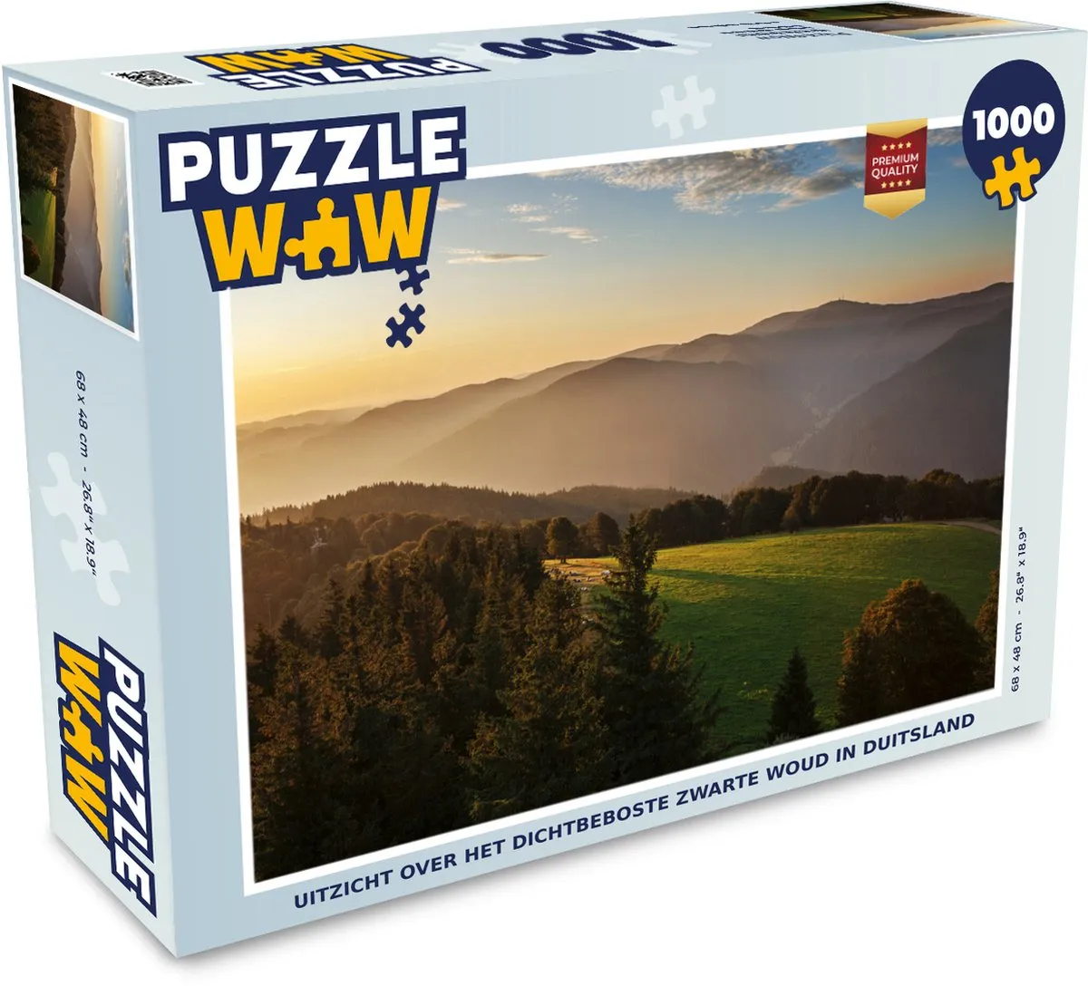 PuzzleWow Legpuzzel 1000 Stuks - Dichtbebost Zwarte Woud Multicolor