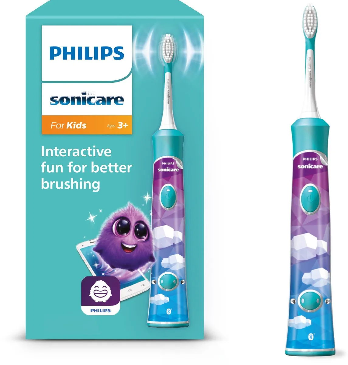 Philips Sonicare for kids - Elektrische Tandenborstel voor kinderen - Blauw - incl. extra opzetborstel - HX6322/04