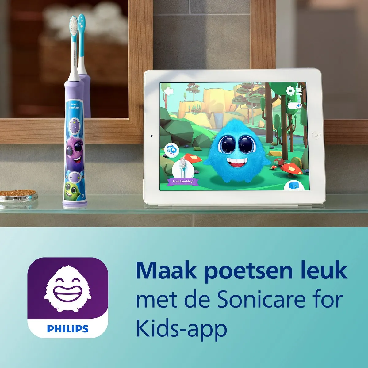 Philips Sonicare for kids - Elektrische Tandenborstel voor kinderen - Blauw - incl. extra opzetborstel - HX6322/04