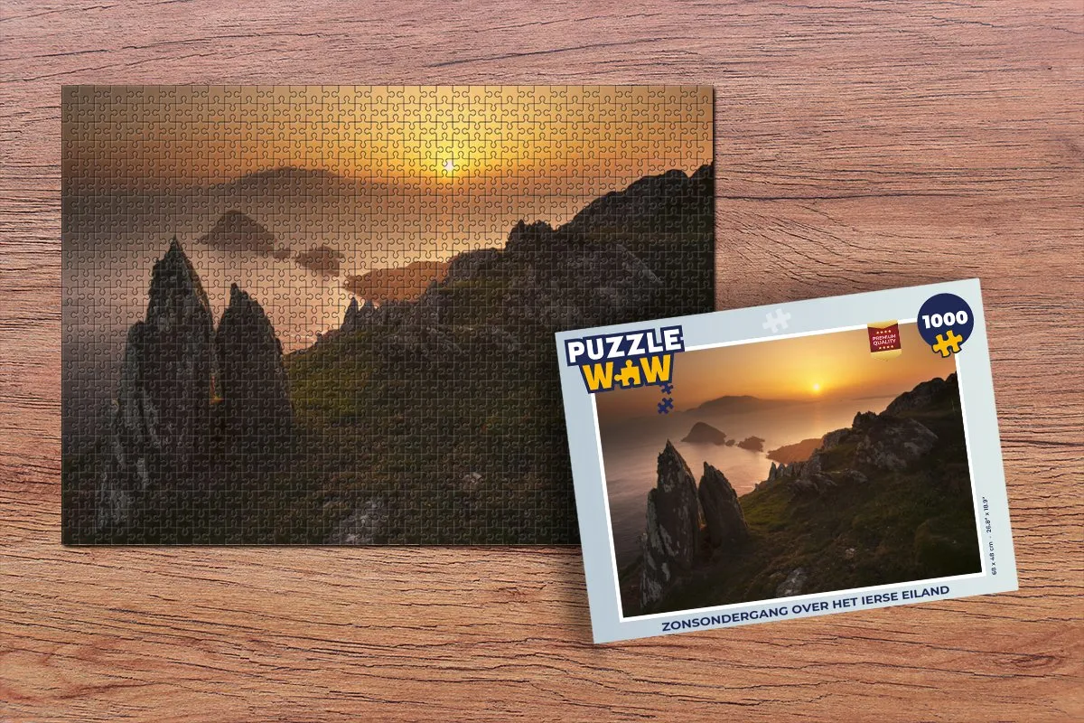 PuzzleWow Legpuzzel Zonsondergang Ierland 1000 Stuks - Multicolor