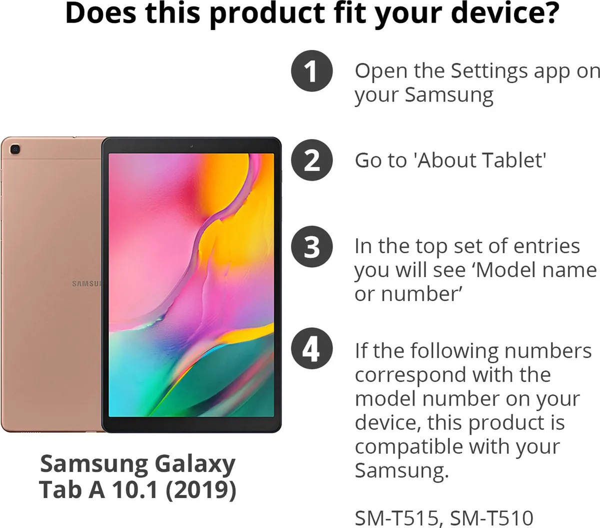 Samsung Book Cover Galaxy Tab A 10.1 2019 EF-BT510CBEGWW - Zwart