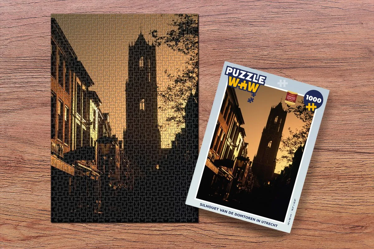 PuzzleWow Utrecht Toren Silhouette Legpuzzel 1000 Stuks - Multicolor