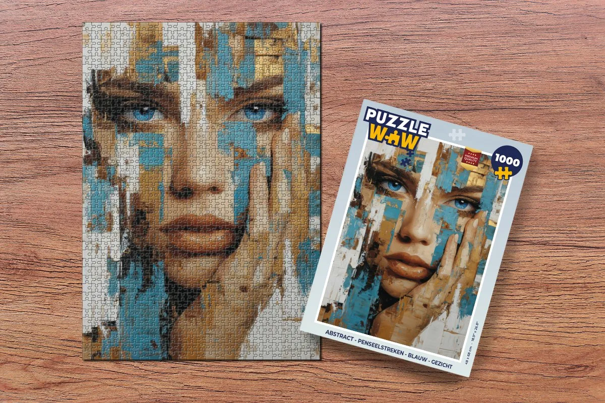 PuzzleWow Abstract Penseelstreken Legpuzzel 1000 Stuks - Blauw