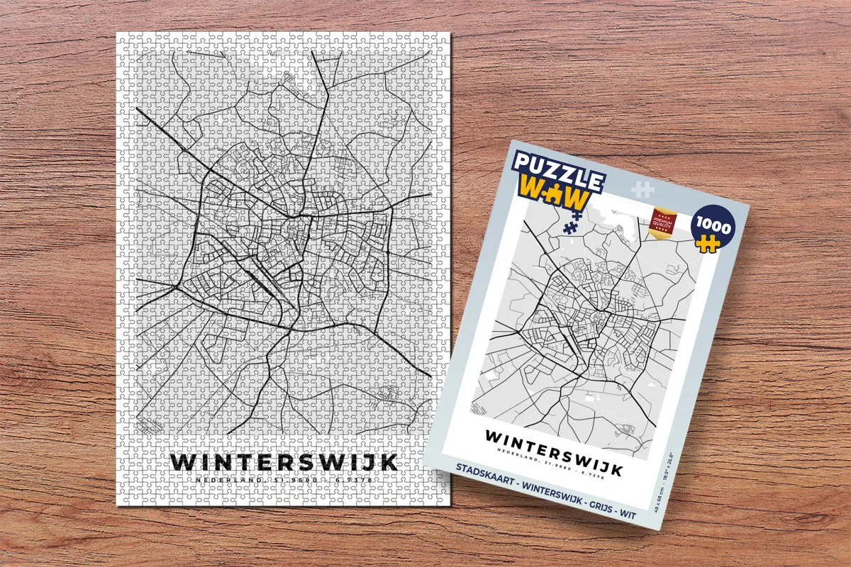 PuzzleWow Stadskaart Winterswijk Legpuzzel 1000 Stuks - Multicolor