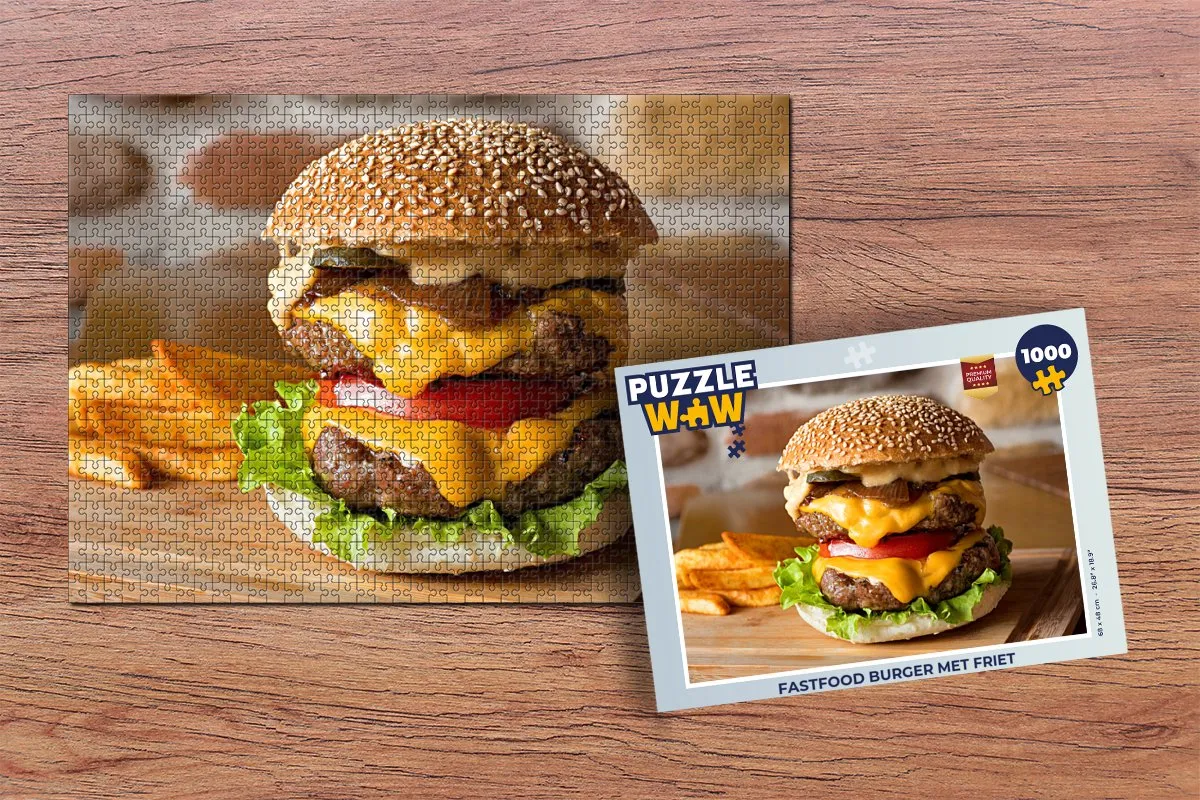 PuzzleWow Fastfood Burger Legpuzzel 1000 Stuks - Multicolor