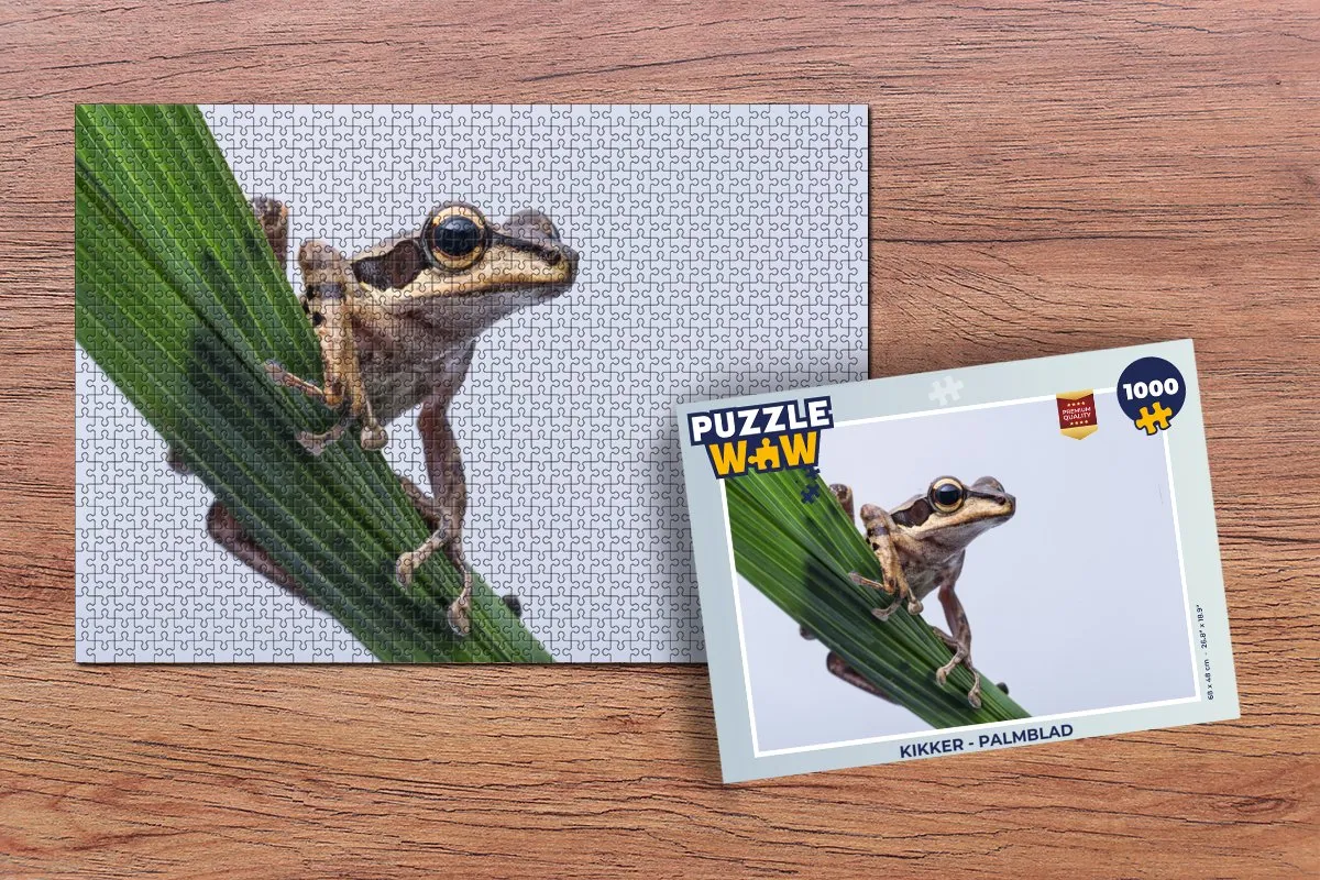 PuzzleWow Kikker Palmblad Legpuzzel 1000 Stuks - Multicolor