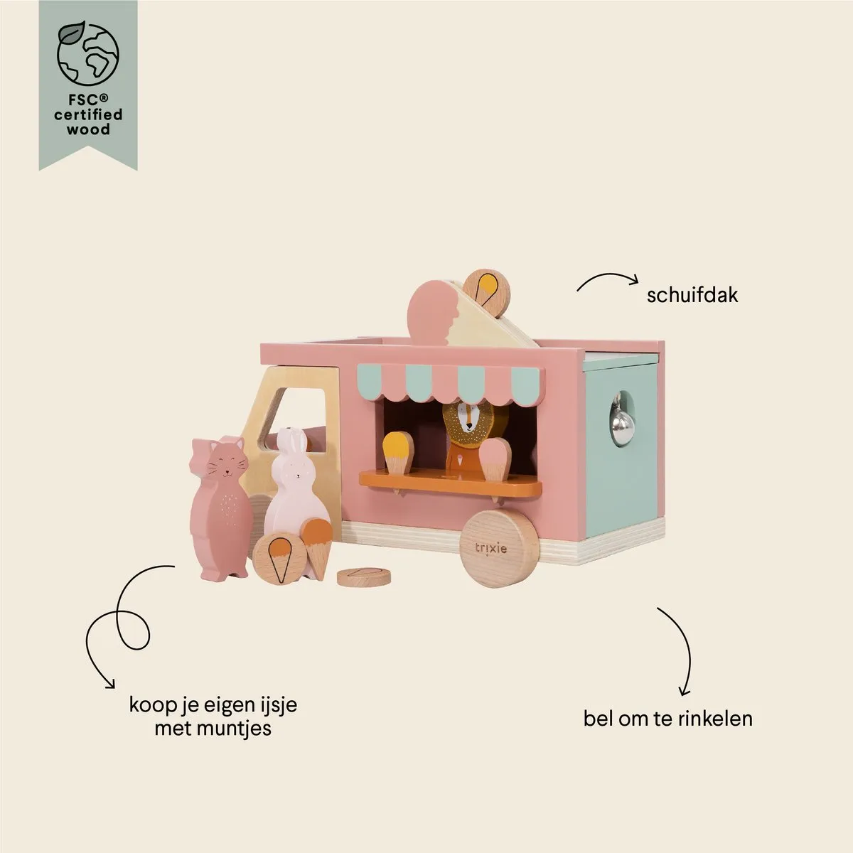 Trixie Houten IJskar Mr. Lion - FSC Hout - 3+ Jaar - Multi