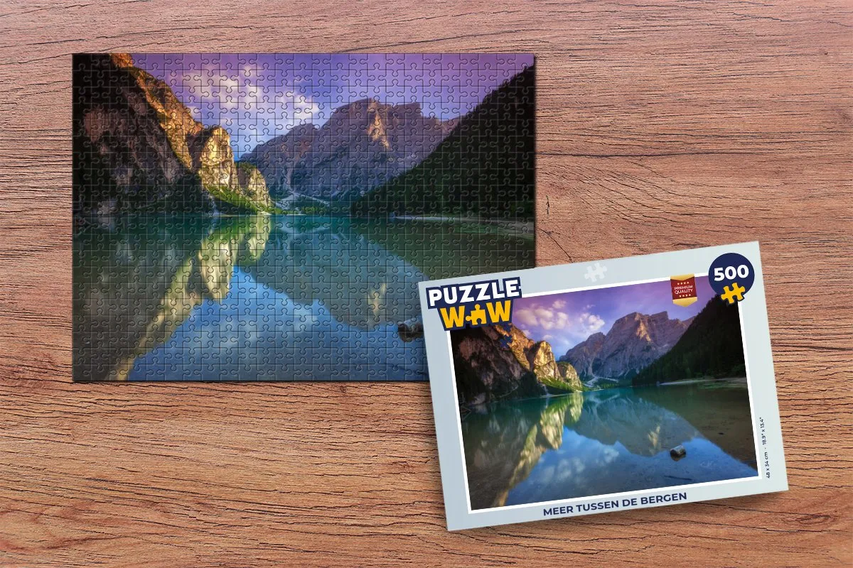 PuzzleWow Legpuzzel Meer tussen de bergen 500 Stuks - Multicolor