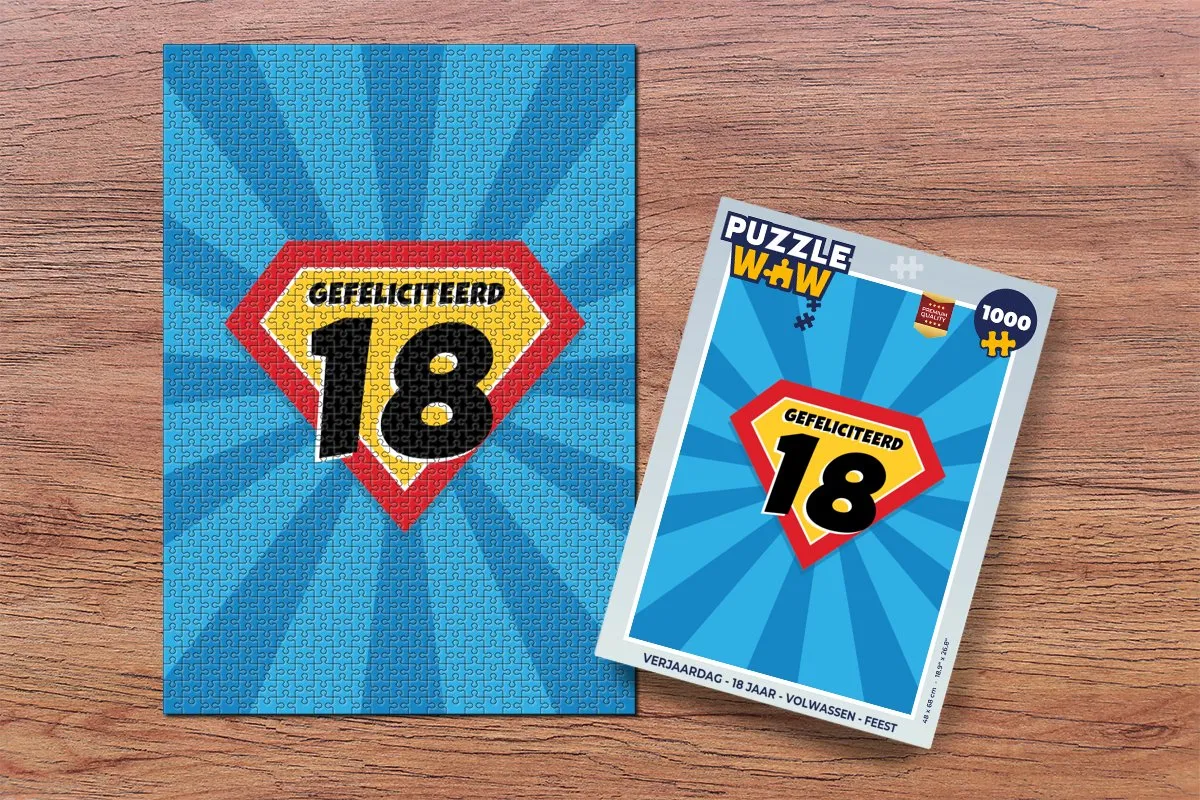 PuzzleWow Verjaardag 18 Jaar Legpuzzel 1000 Stuks - Multicolor