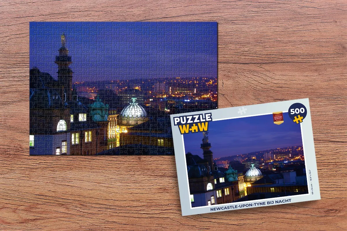 PuzzleWow Newcastle-upon-Tyne bij nacht Legpuzzel 500 Stuks - Multicolor