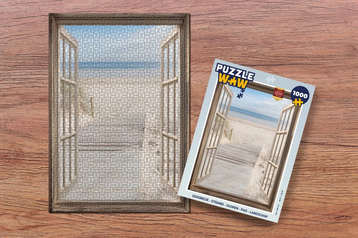 PuzzleWow Strand Doorkijk Legpuzzel 1000 Stuks - Blauw/Beige