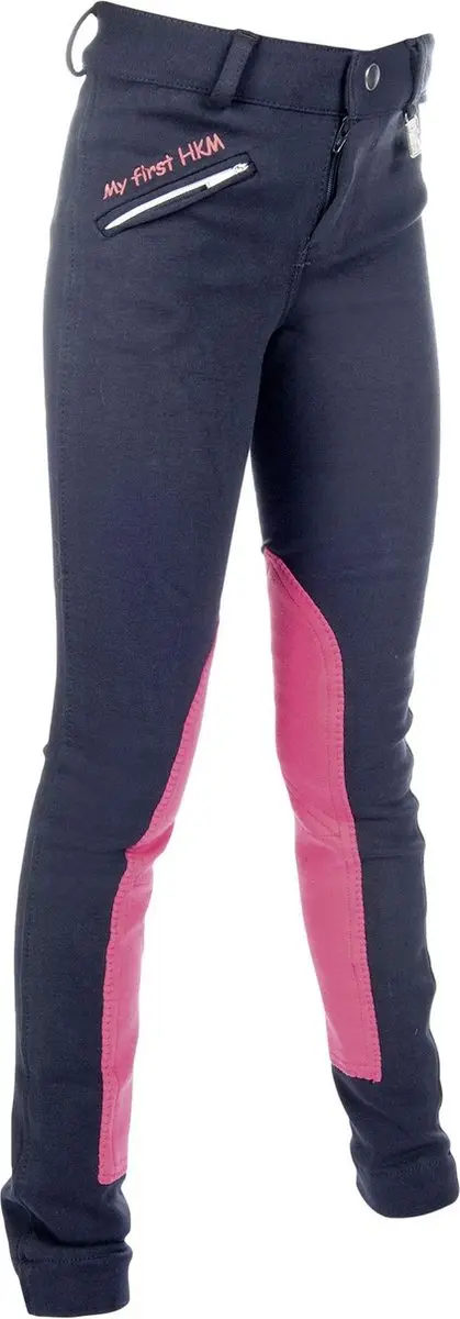 Rijbroek -My first HKM- donkerblauw/donkerroze 122