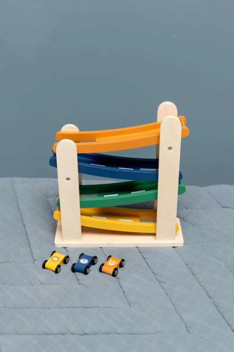 Trixie Houten Racebaan met Dierenauto's - 4 Stuks - Multi