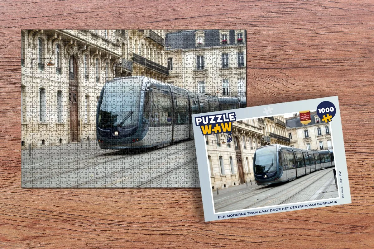 PuzzleWow Bordeaux Tram Legpuzzel 1000 Stuks - Multicolor