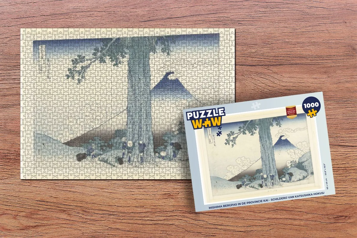 PuzzleWow Mishima Bergpas Hokusai Legpuzzel 1000 Stuks - Multicolor