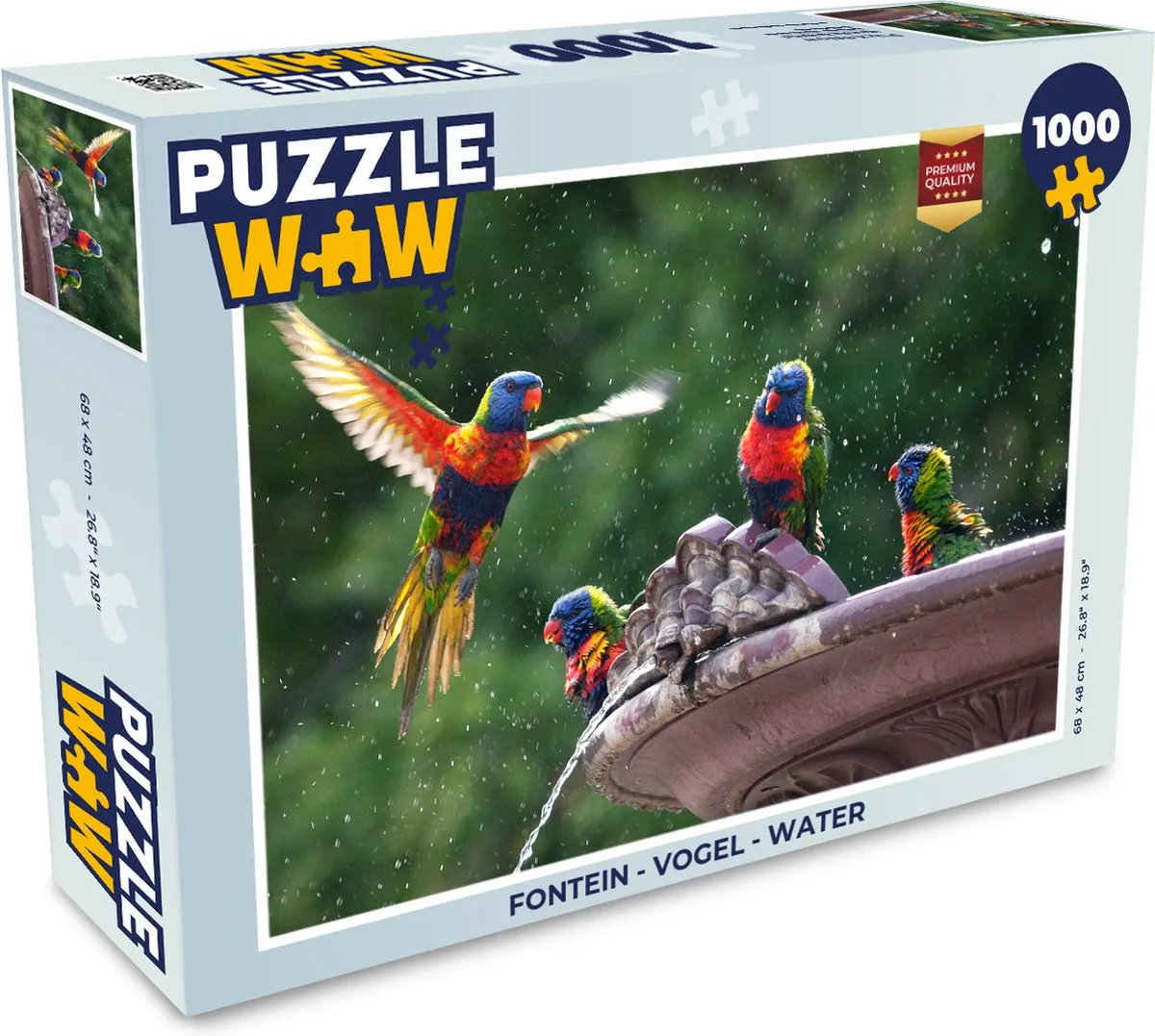 PuzzleWow Fontein Vogel Water Legpuzzel 1000 Stuks