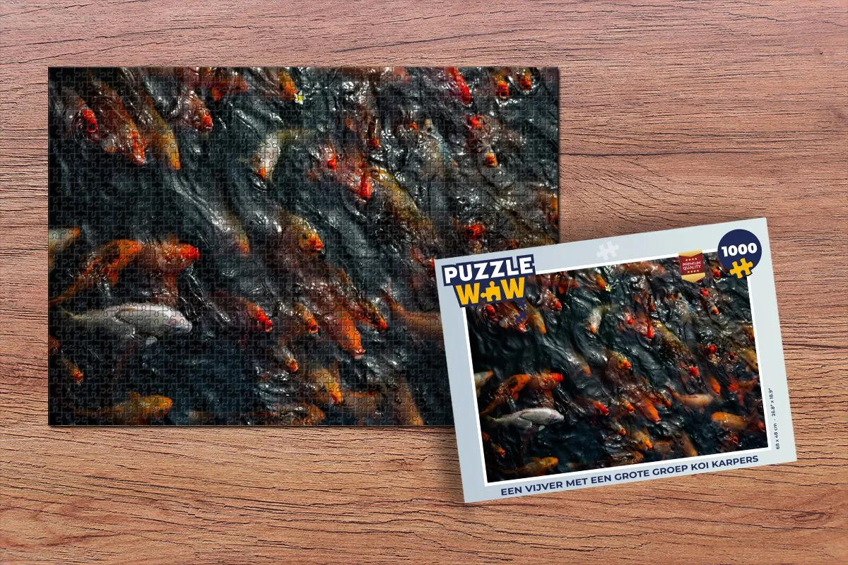 PuzzleWow Legpuzzel Een Vijver met Koi Karpers 1000 Stuks - Multicolor
