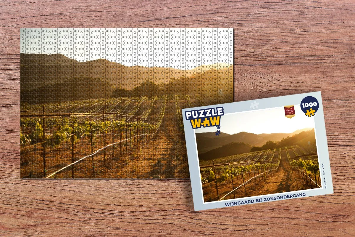PuzzleWow Wijngaard bij Zonsondergang Legpuzzel 1000 Stuks - Multicolor