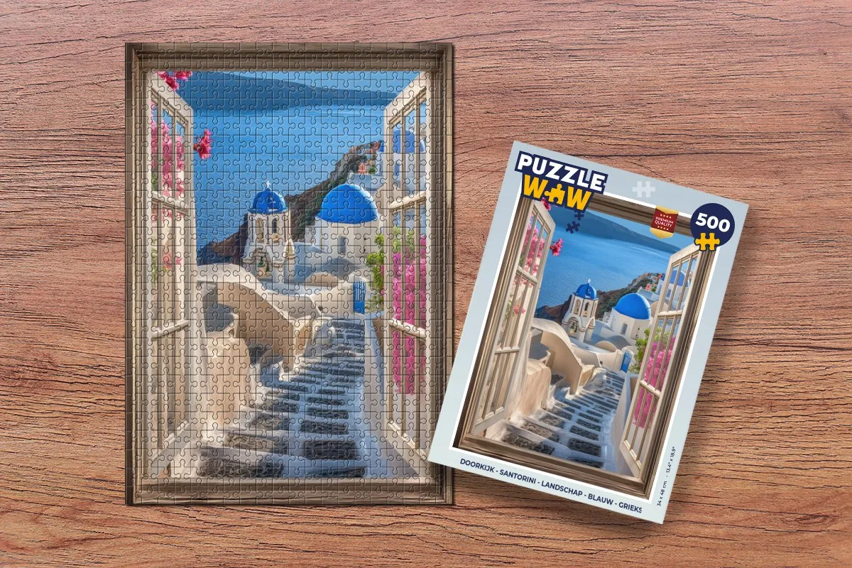 PuzzleWow Santorini Legpuzzel 500 Stuks - Blauw