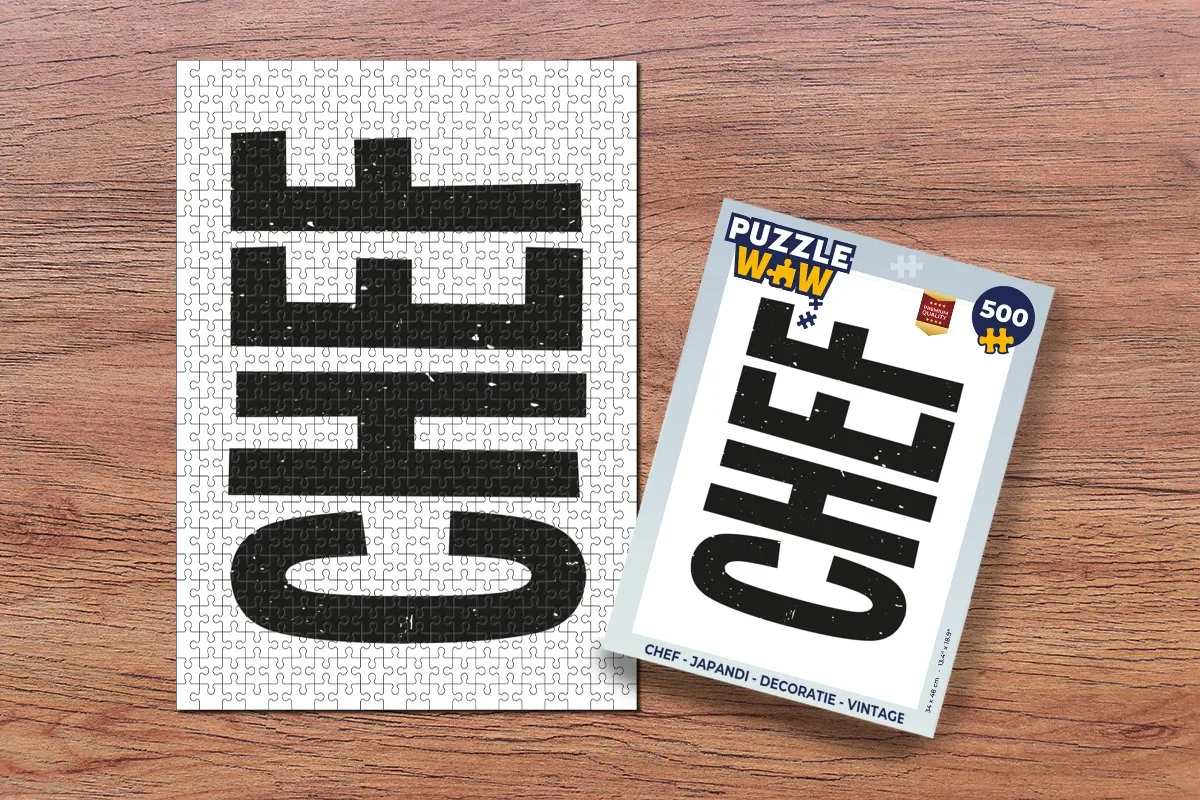 PuzzleWow Puzzel Chef Japandi Legpuzzel 500 Stuks - Chef/Zwart/Wit