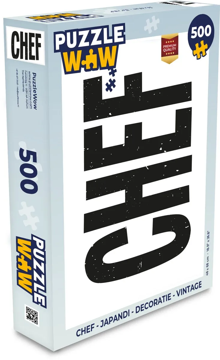 PuzzleWow Puzzel Chef Japandi Legpuzzel 500 Stuks - Chef/Zwart/Wit