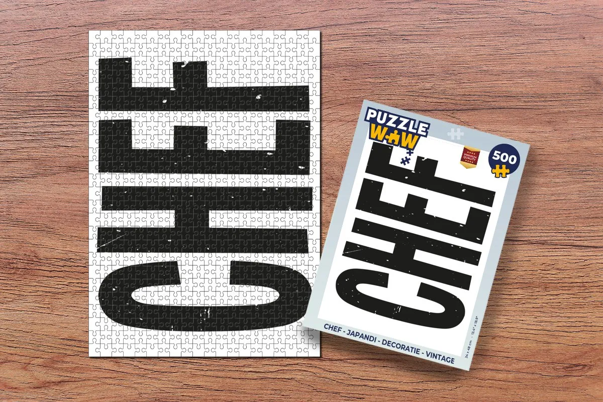 PuzzleWow Puzzel Chef Japandi Legpuzzel 500 Stuks - Chef/Zwart/Wit
