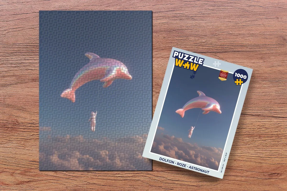 PuzzleWow Dolfijn Astronaut Legpuzzel 1000 Stukjes - Roze