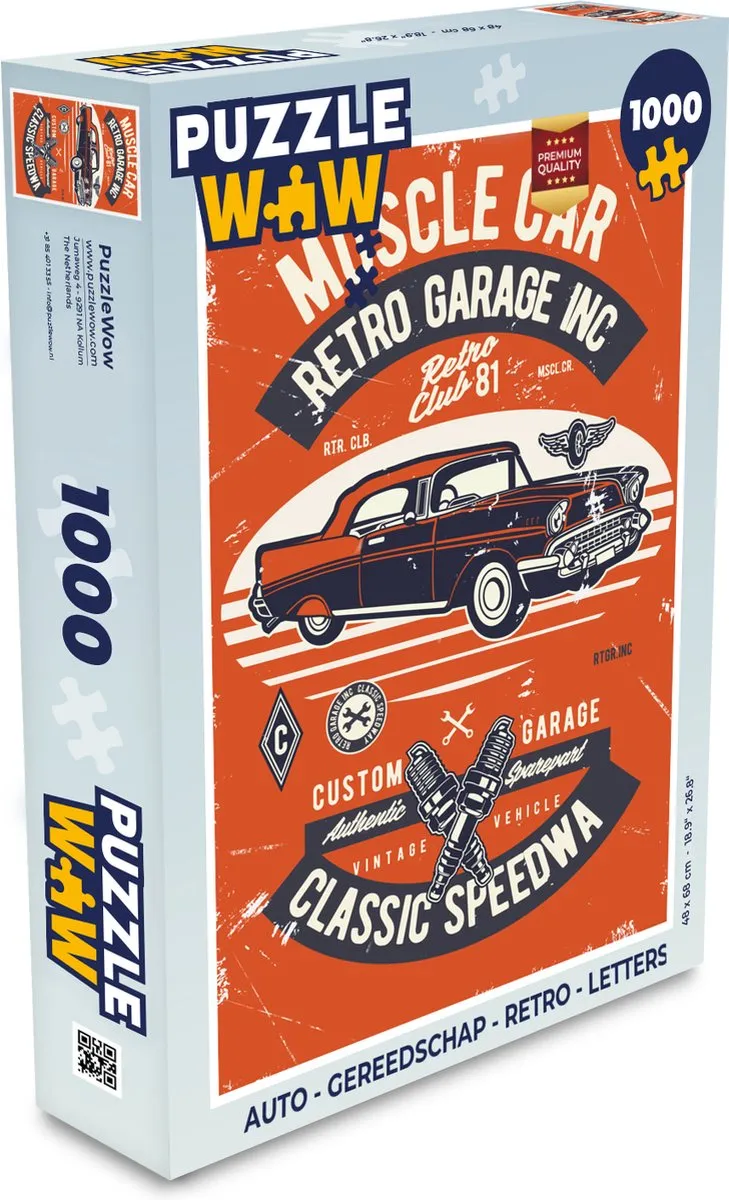 PuzzleWow Auto Gereedschap Retro Legpuzzel 1000 Stuks