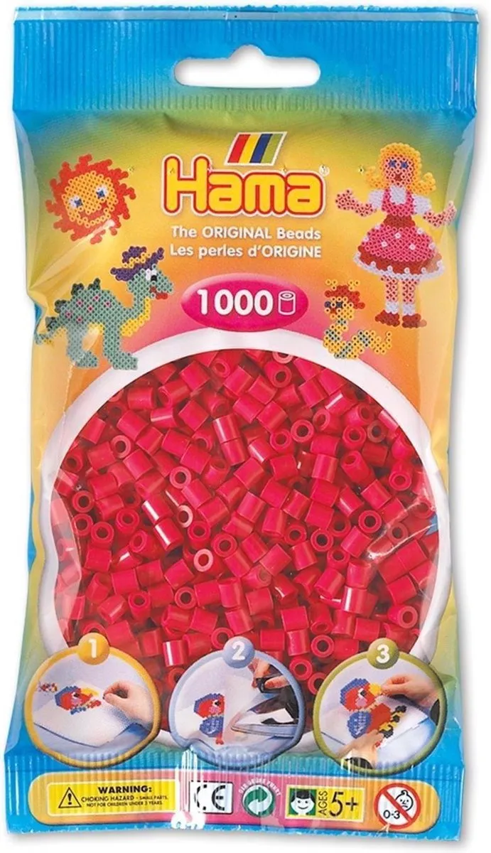Hama Strijkkralen 1000 Stuks - Donkerroze