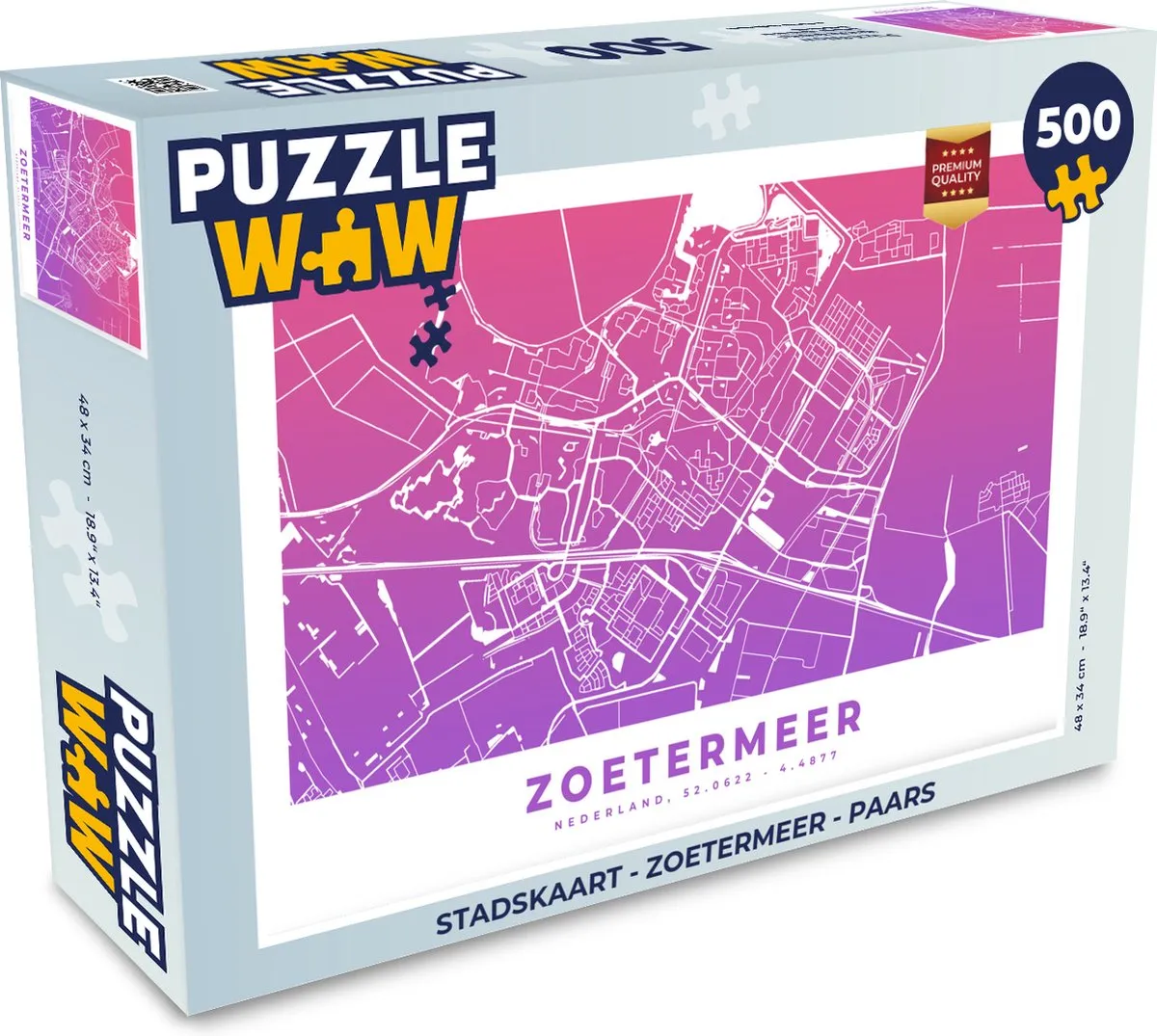 PuzzleWow Stadskaart Zoetermeer Legpuzzel 500 Stuks